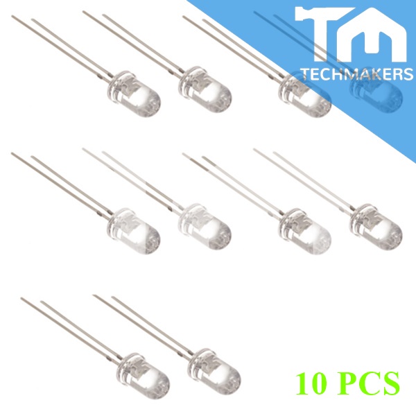 10 pcs of LED 5mm clear GREEN