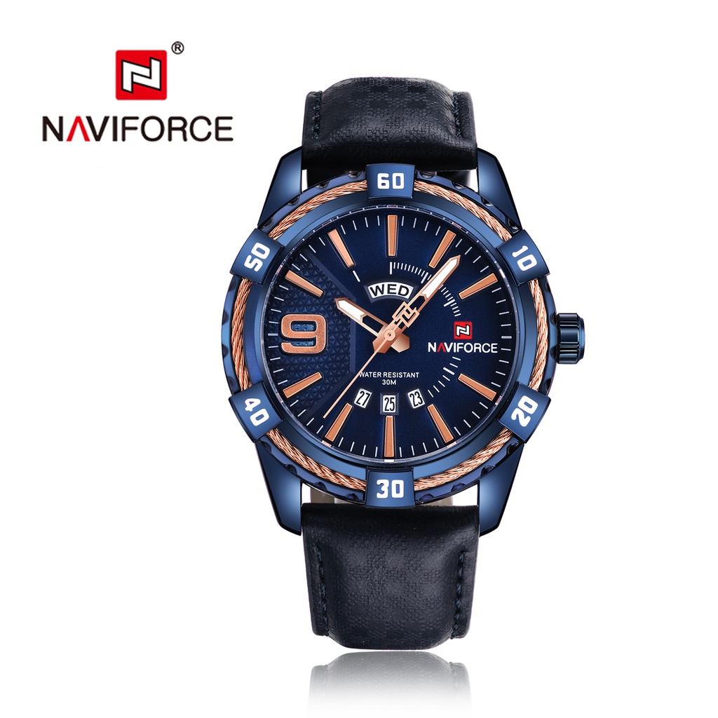 NAVIFORCE Luxury Fashion Leather Strap Men s Wristwatch NF9117 Jam Tangan Shopee Malaysia