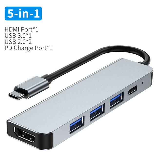 Dllencase USB HUB C HUB Adapter 6 in 1 USB C to USB 3.0 HDMI-Compatible ...