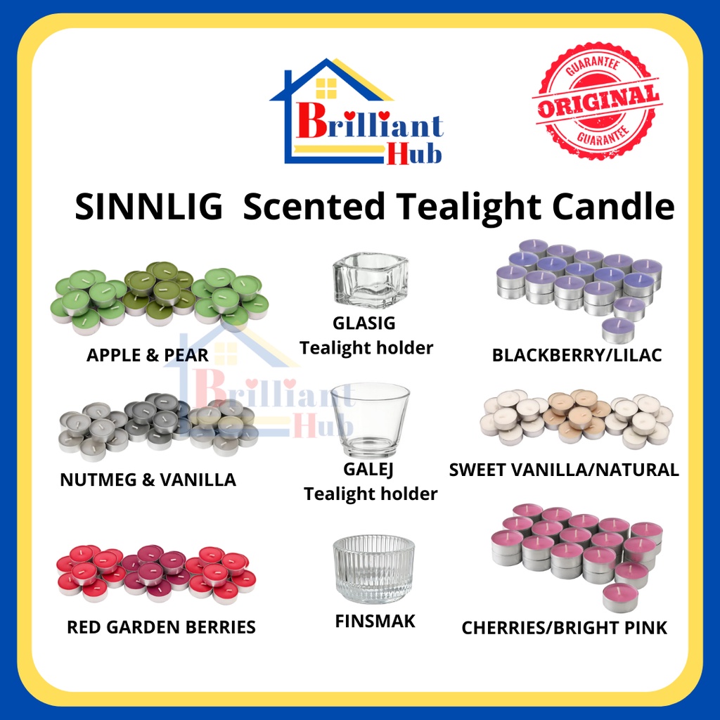 IKEA LILIN WANGI SINNLIG SCENTED TEALIGHT CANDLE / GLASIC GALEJ GLASS ...