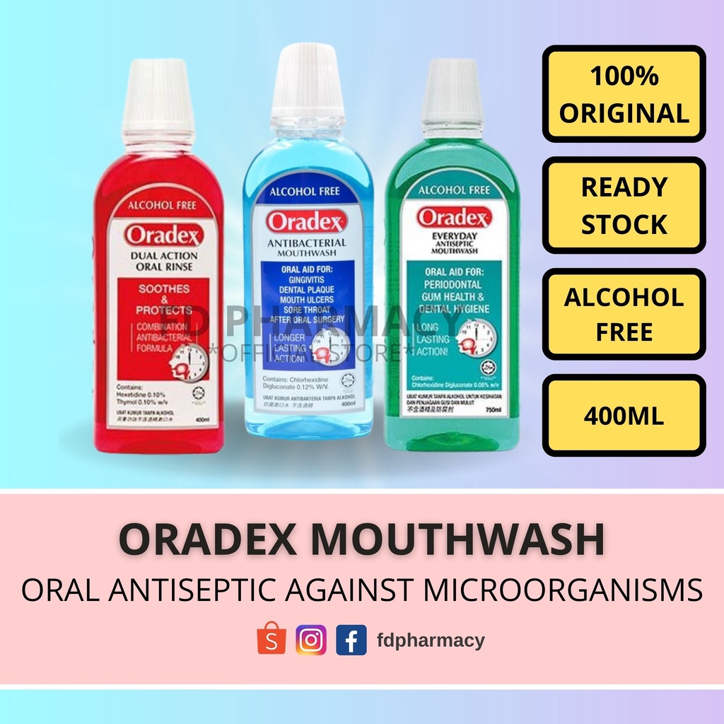 [READY STOCK] Oradex Mouthwash (Everyday/Antibacterial/Dual Action
