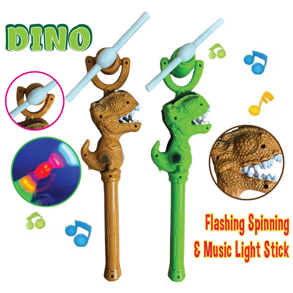 Dino Dinosaur Flashing Windmill Dino Brown Green Light Stick With Light ...