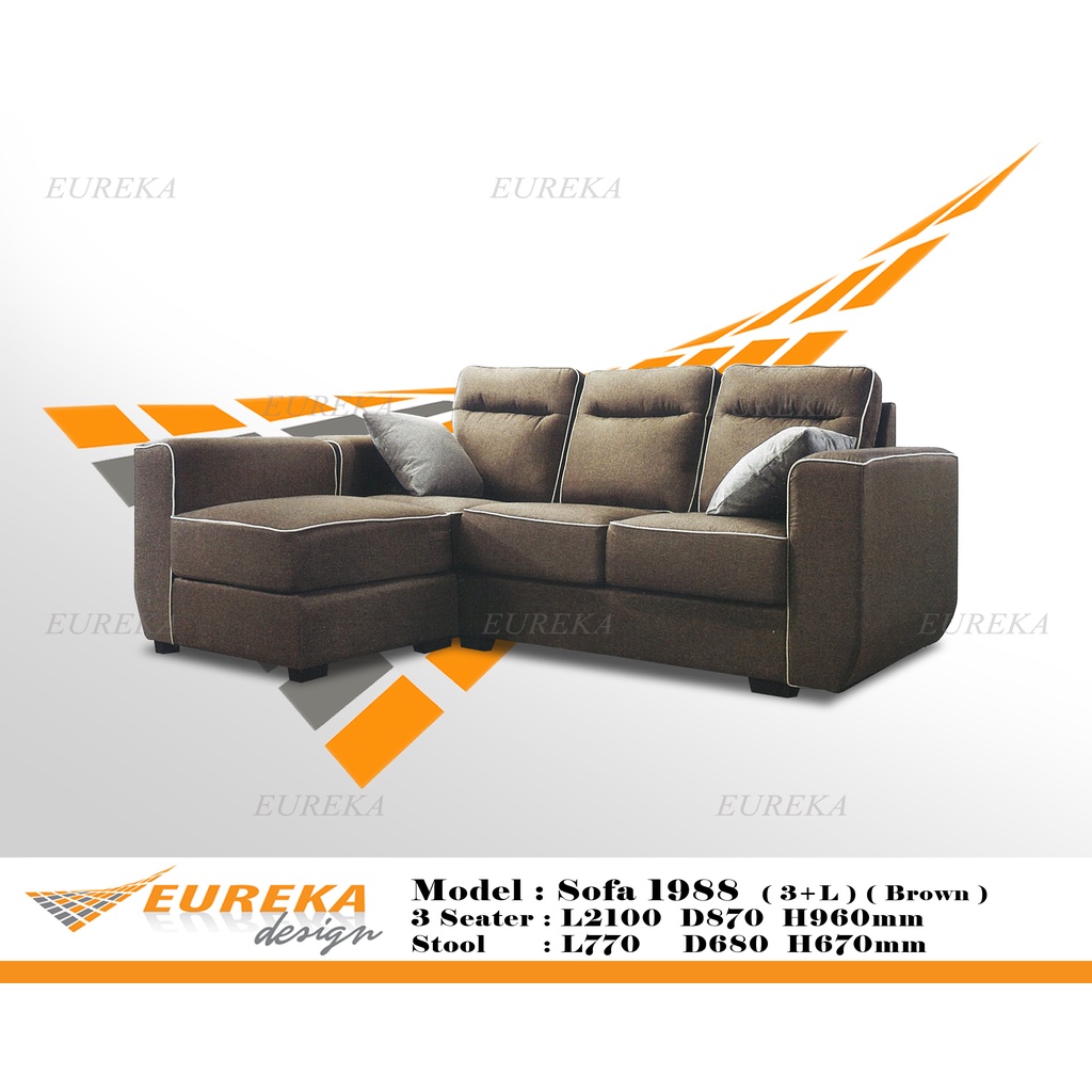 EUREKA Sofa Set 3+L Modern Upholstery Fabric Wood Living Room 1988