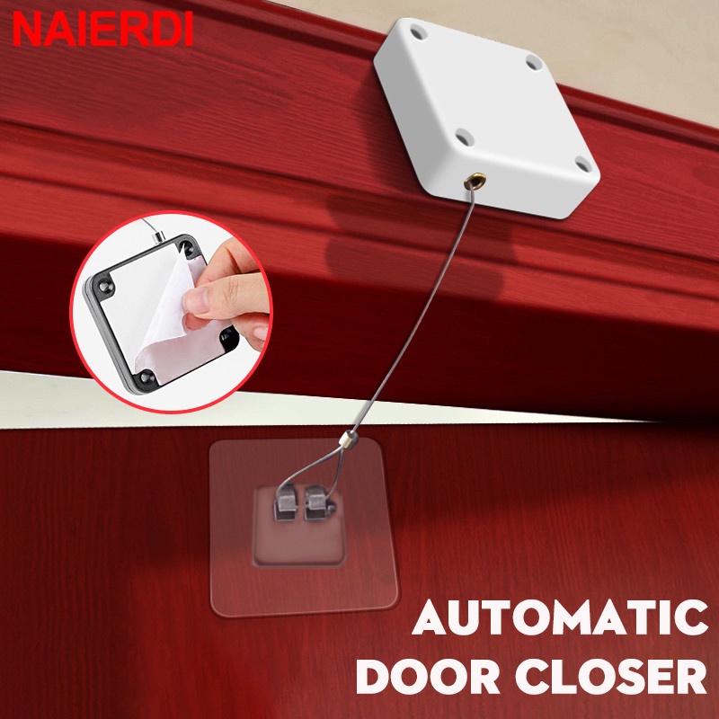 NAIERDI Automatic Door Closer Drawstring Punch-Free Wire Rope Constant ...