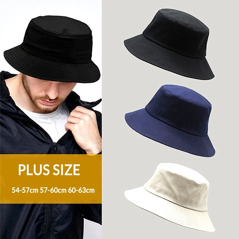 63cm Big Head Cotton Bucket Hats for Men Women large Bob Four