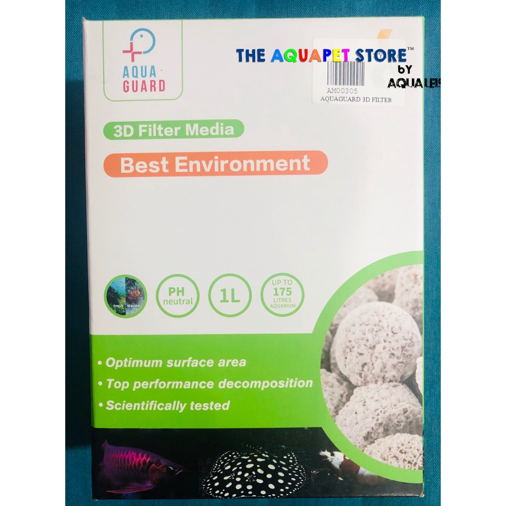 1L AQUAGUARD BIO FILTER MEDIA 3D FILTER FOR UP TO 5FT TANK | Shopee ...