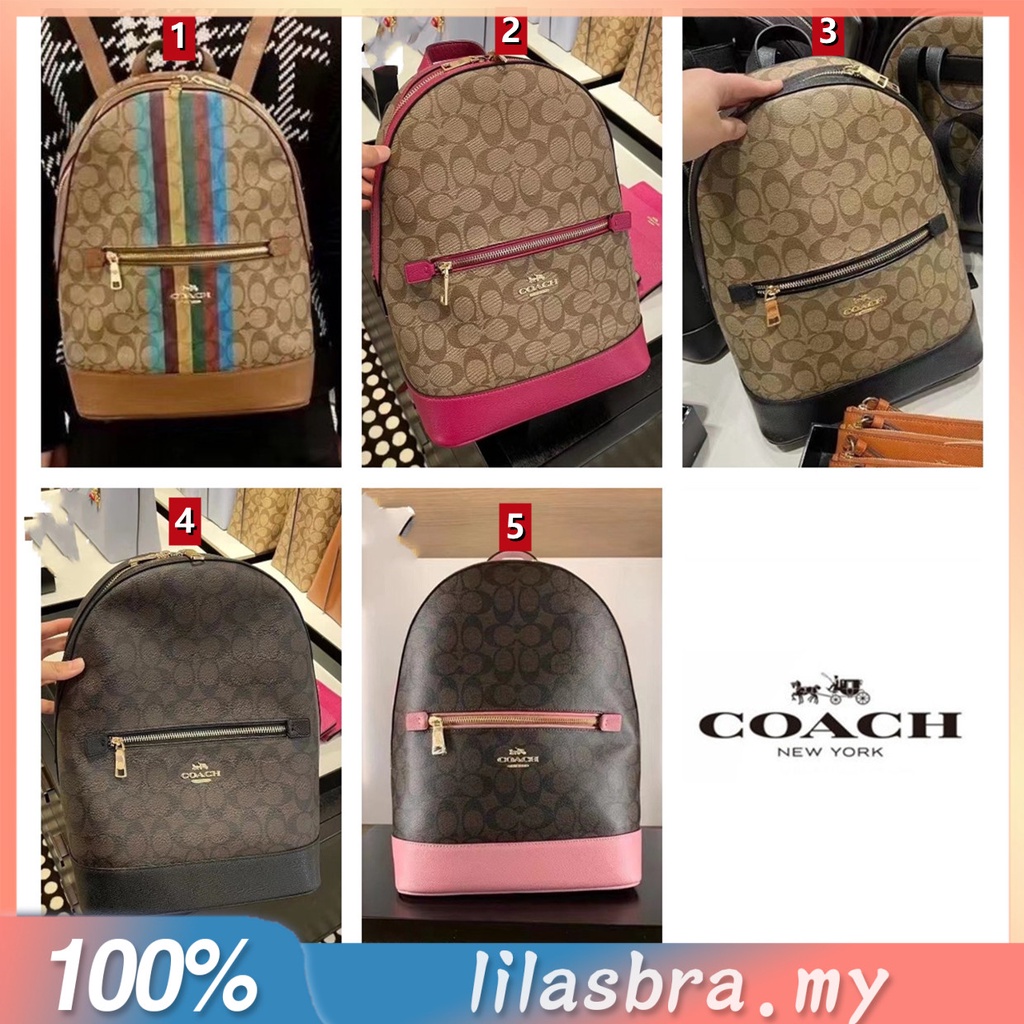 Coach C5795 C5679 Kenley Backpack In Signature Canvas With Stripe Women