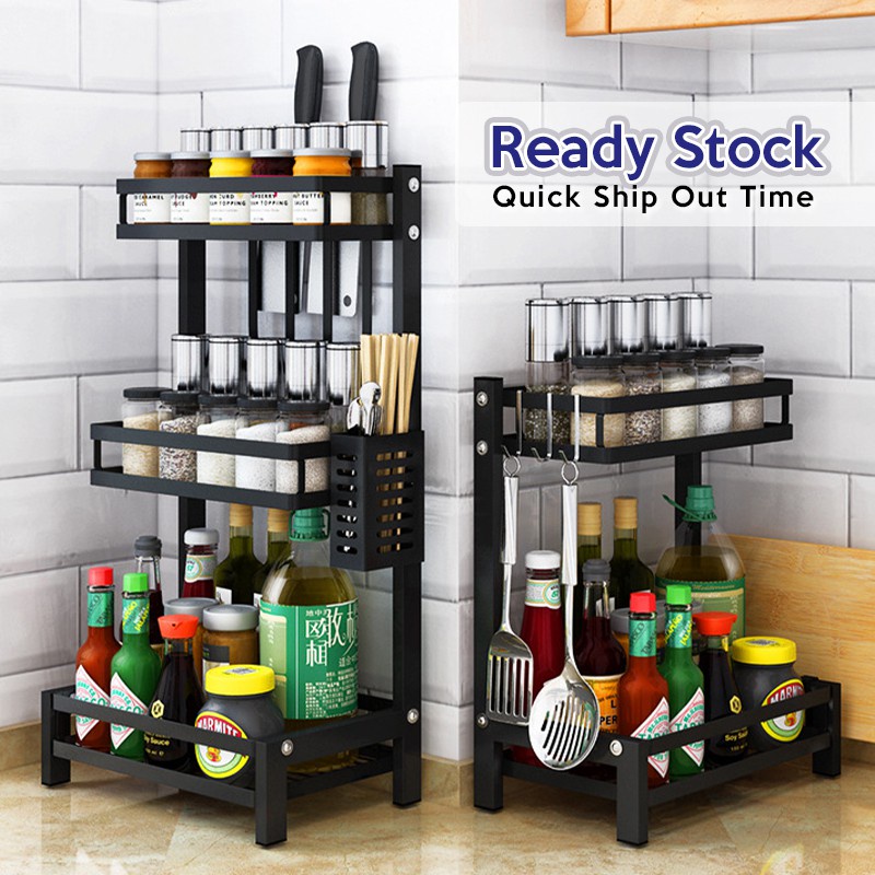 Goods in stock Kitchen Spice Rack Stainless Steel Seasoning Storage Rak ...