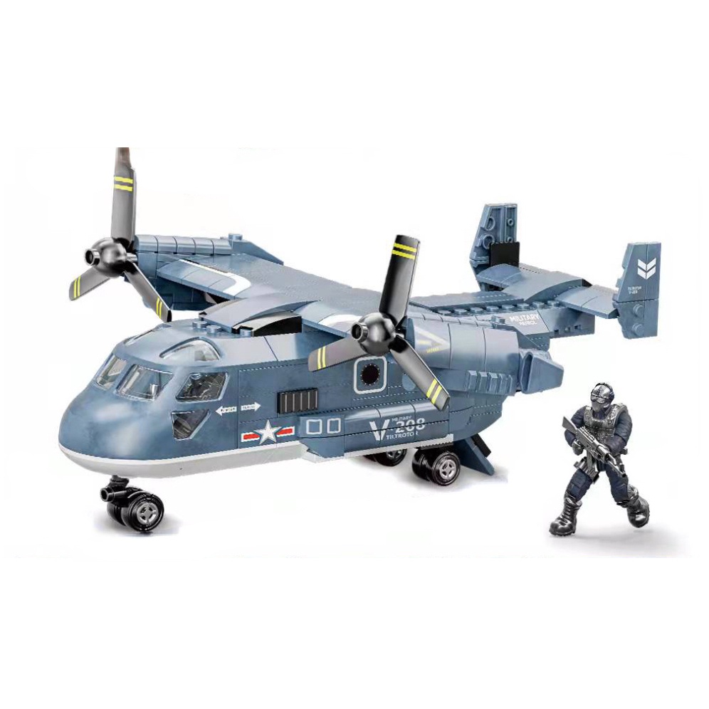 Mytopshop 379PCS MOC WW2 Osprey V22 Helicopter Figure Model Educational ...