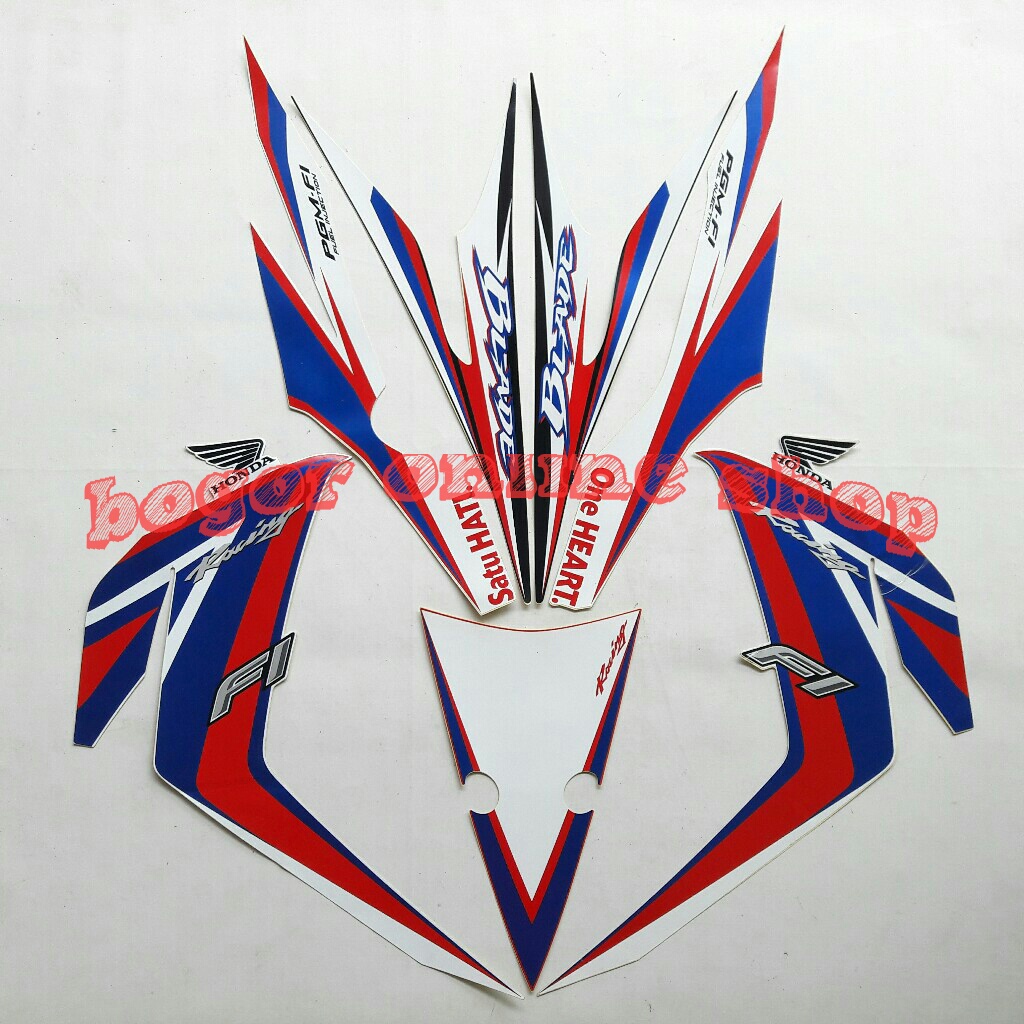 MERAH PUTIH Honda blade 125 fi 2015 r Motorcycle Trim body Sticker Red