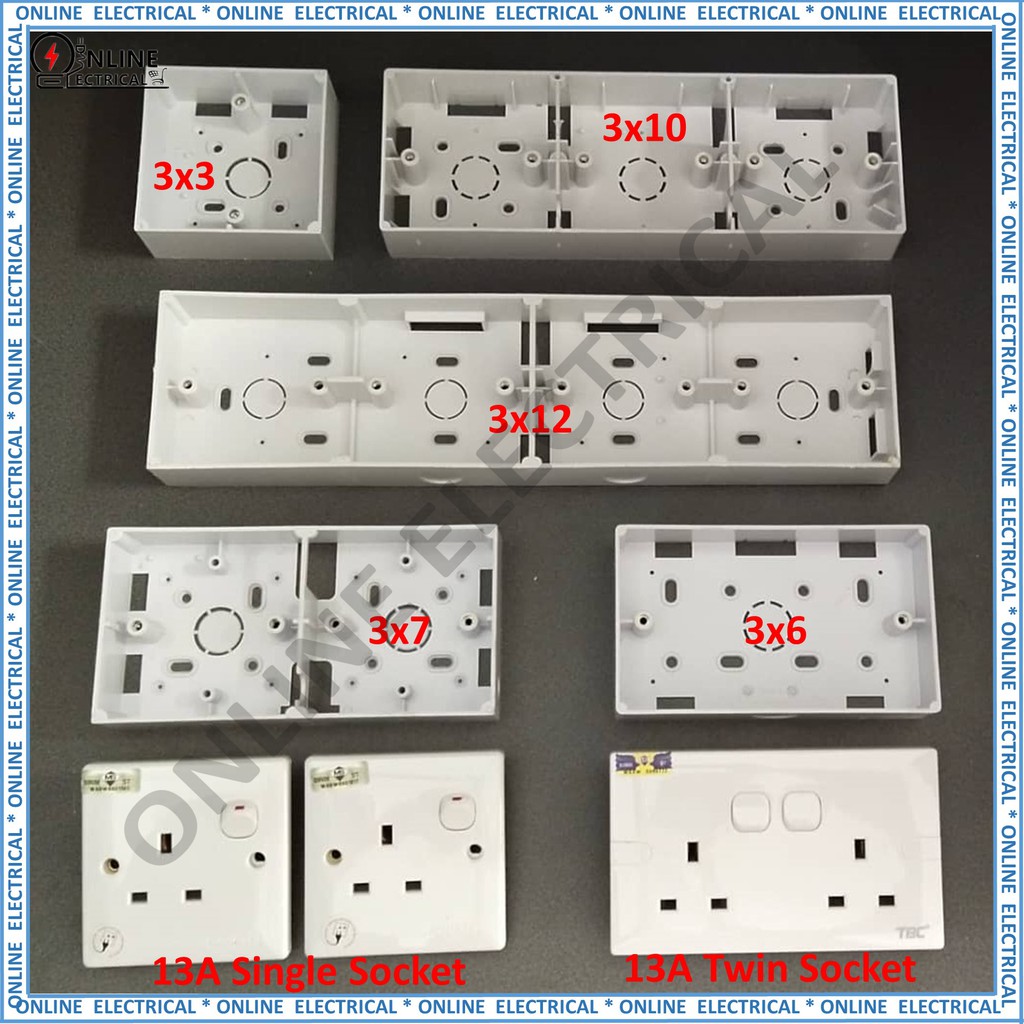 PVC Nut Box Switch Base / 13A Switch Socket (SIRIM APPROVAL) | Shopee ...