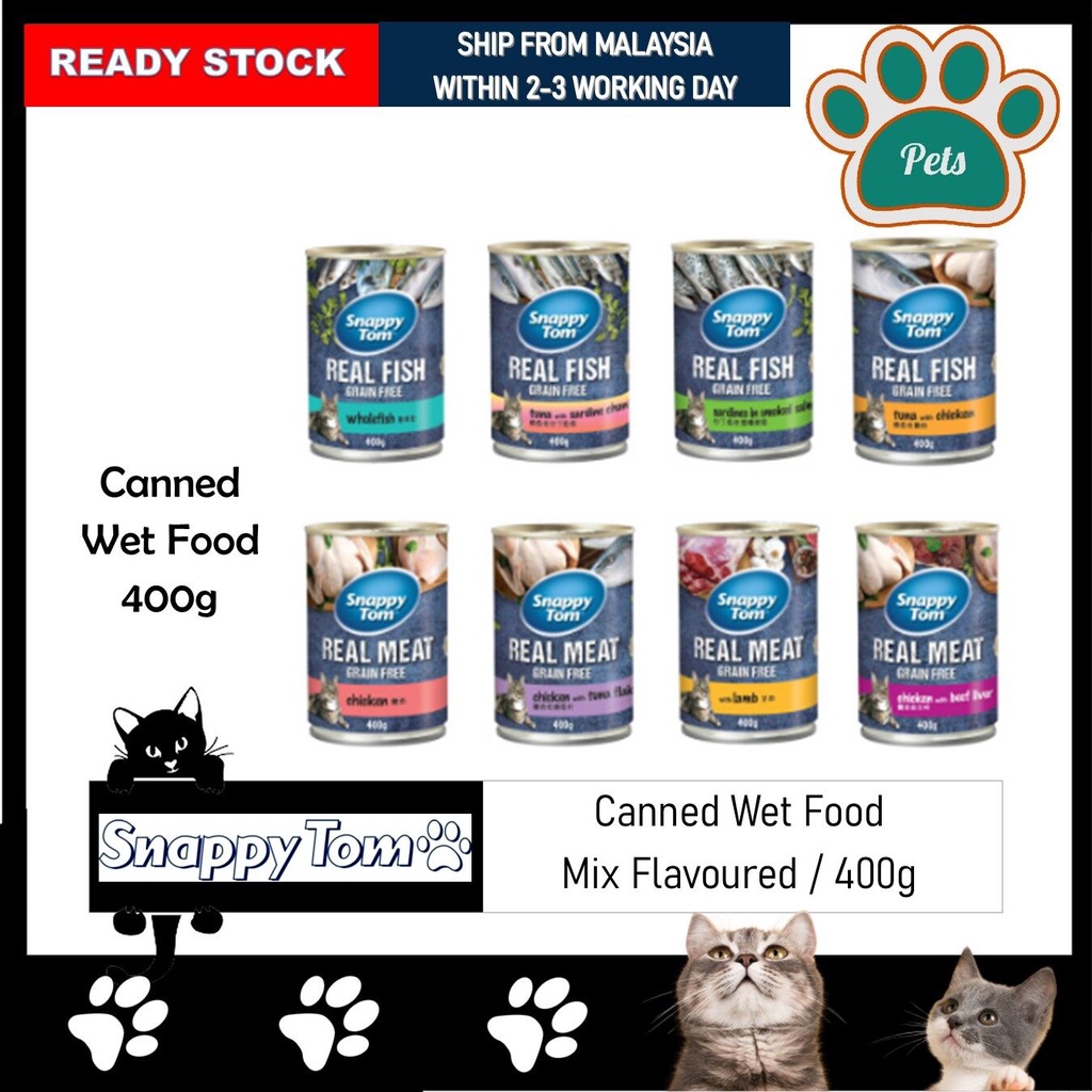 Snappy Tom Cat Canned Food 400g   Makanan Kucing Tin 400g 