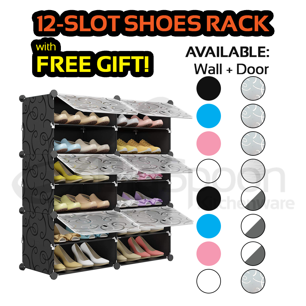BIGSPOON 12-Slot Plastic Shoe Rack Cabinet Shoes Storage Rack DIY Shoe ...