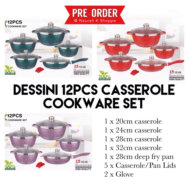 Dessini Casserole Cookware Set 12pcs Shopee Malaysia