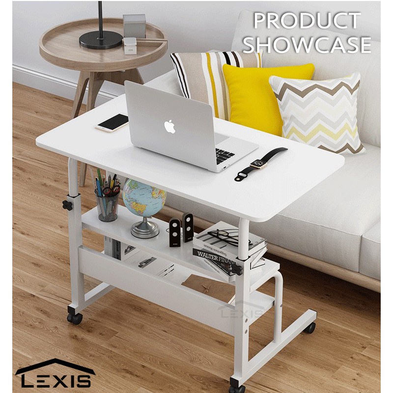 L 60/80 cm Adjustable Bedside Laptop Table Sofa Side Table With Wheels