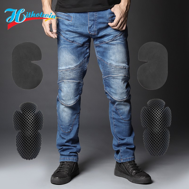 Pk 718 Blue New Motorcycle Pants Men Moto Jeans Protective Gear Riding Touring Motorbike 5520