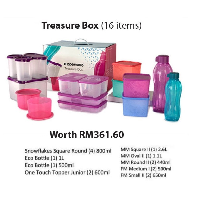 Tupperware Treasure Box Set - 16pcs ( Same As Pic ) | Shopee Malaysia