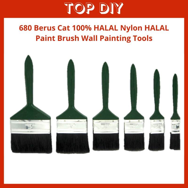 680 Berus Cat 100% HALAL Nylon HALAL Paint Brush Wall Painting Tools