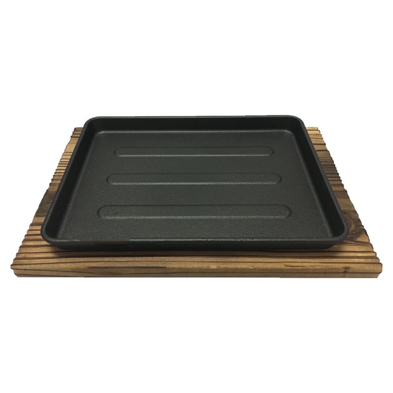 Cast Iron Rectangular Square Sizzling Plate With Board / Hot Plate ...