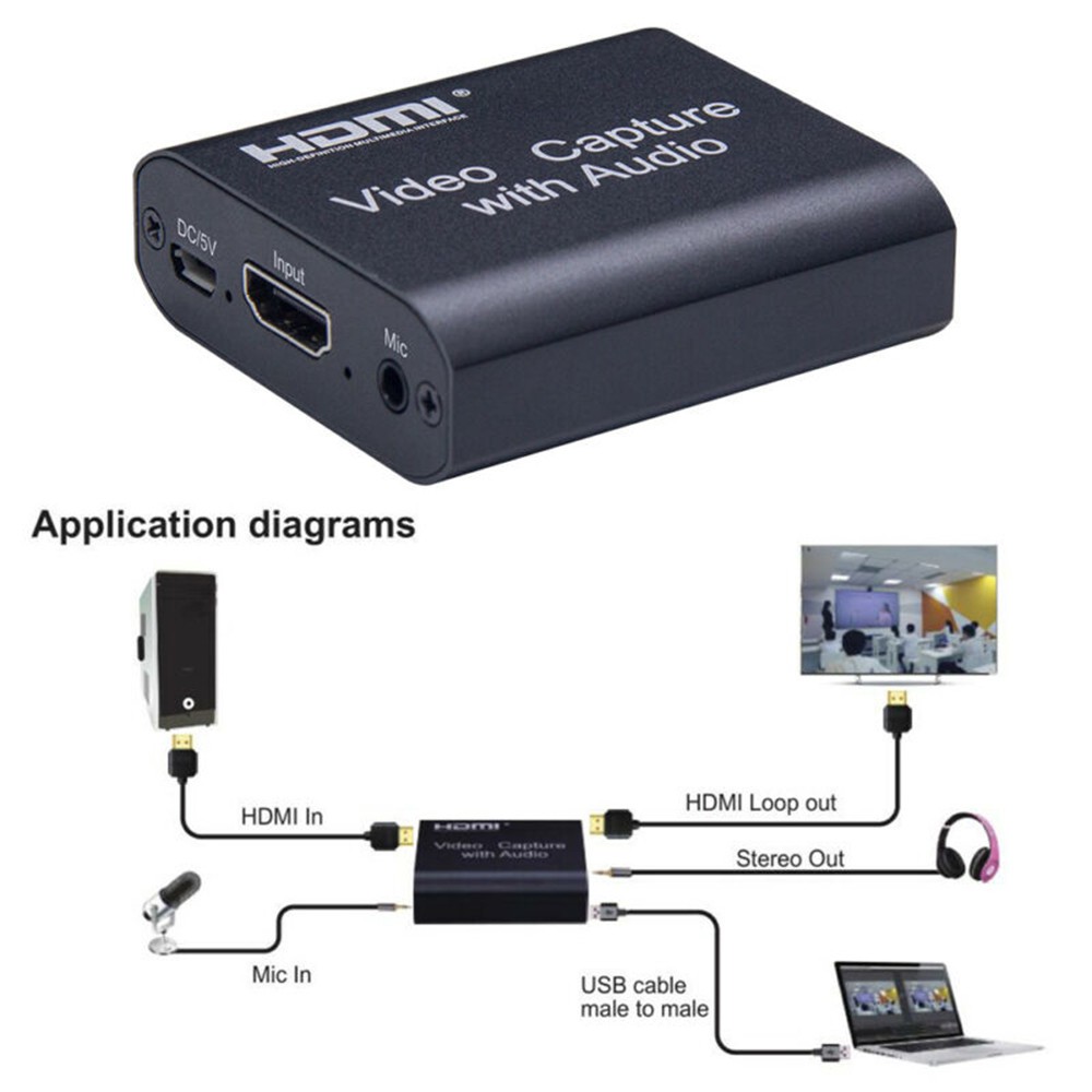Video Capture Card Device 1080P with Loop-out Audio Video Game Grabber