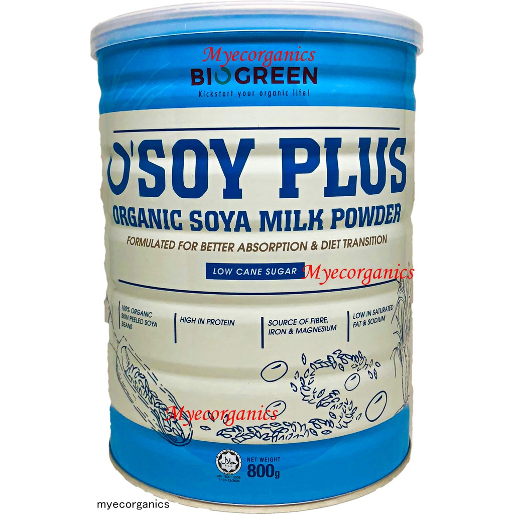 Biogreen O'Soy Plus (Low Cane) Organic Soya Milk Powder 800G, EXP 1/