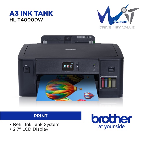 BROTHER HL-T4000DW - A3 Inkjet Printer, Refill Ink Tank Wireless Duplex ...