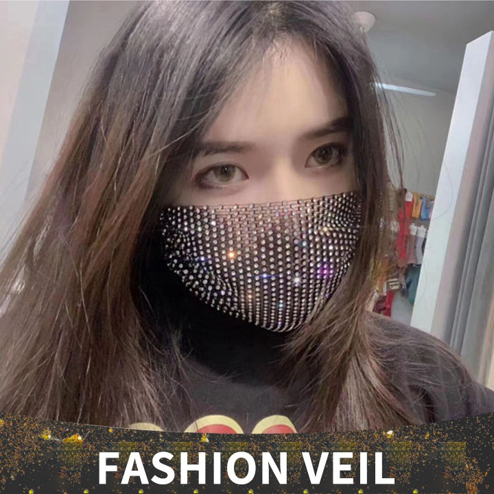 Sky Glass Fashion Female White Pearl Rhinestones Masks Party Show