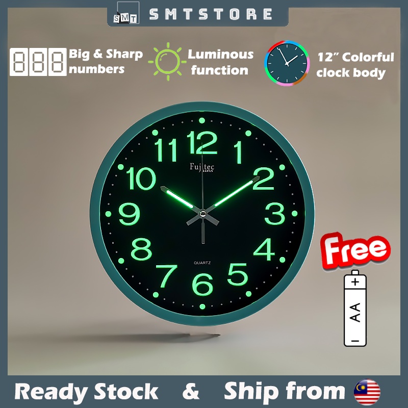 NEW MODERN type 12 inch colorful luminous wall clock | Shopee Malaysia