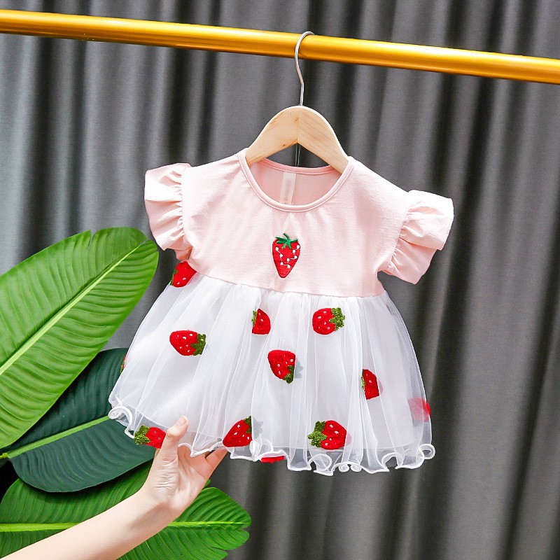 Ready Stock] Baby girls Strawberry dress, Kids casual clothing