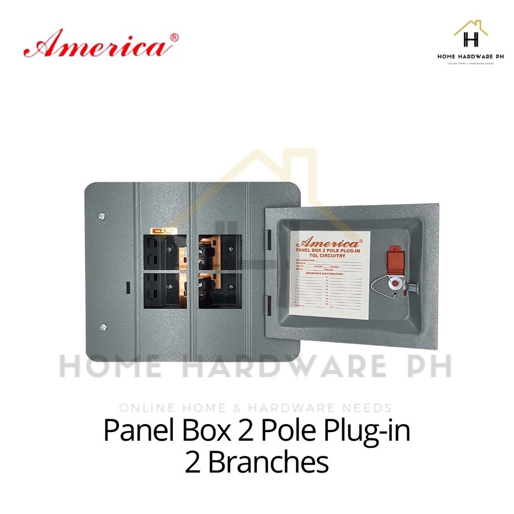 America Panel Box for 2-Pole Plug-In Breakers 2 Branches 4 Holes ...