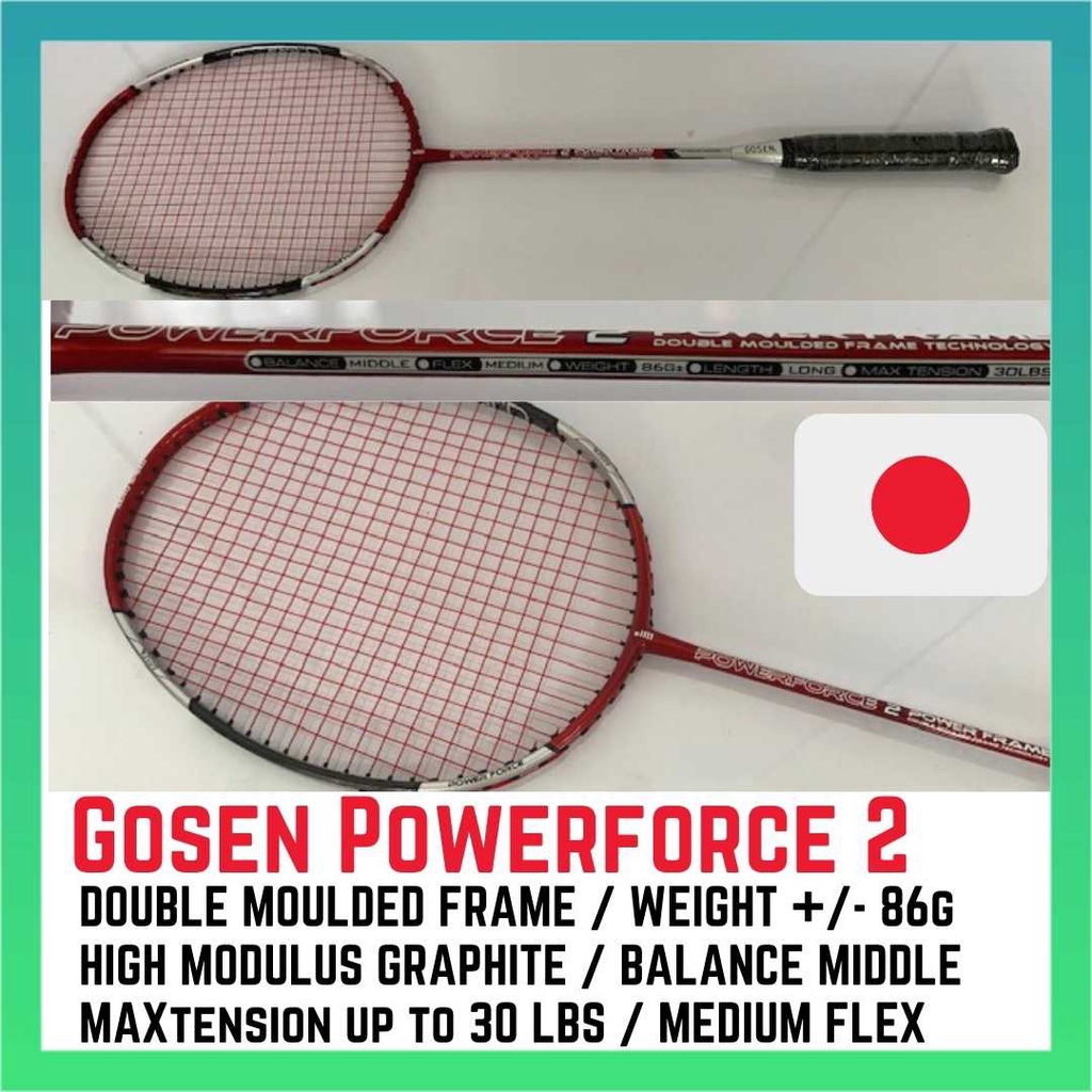 JAPAN GOSEN POWER FORCE 2 8 GRAPHITE BADMINTON RACKET QUALITY RACQUET ...
