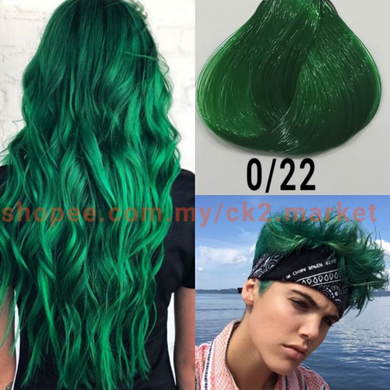 🔥READY STOK🔥Fashion Green 0/22 Hair Dye Color Cream 100ML/Popular ...
