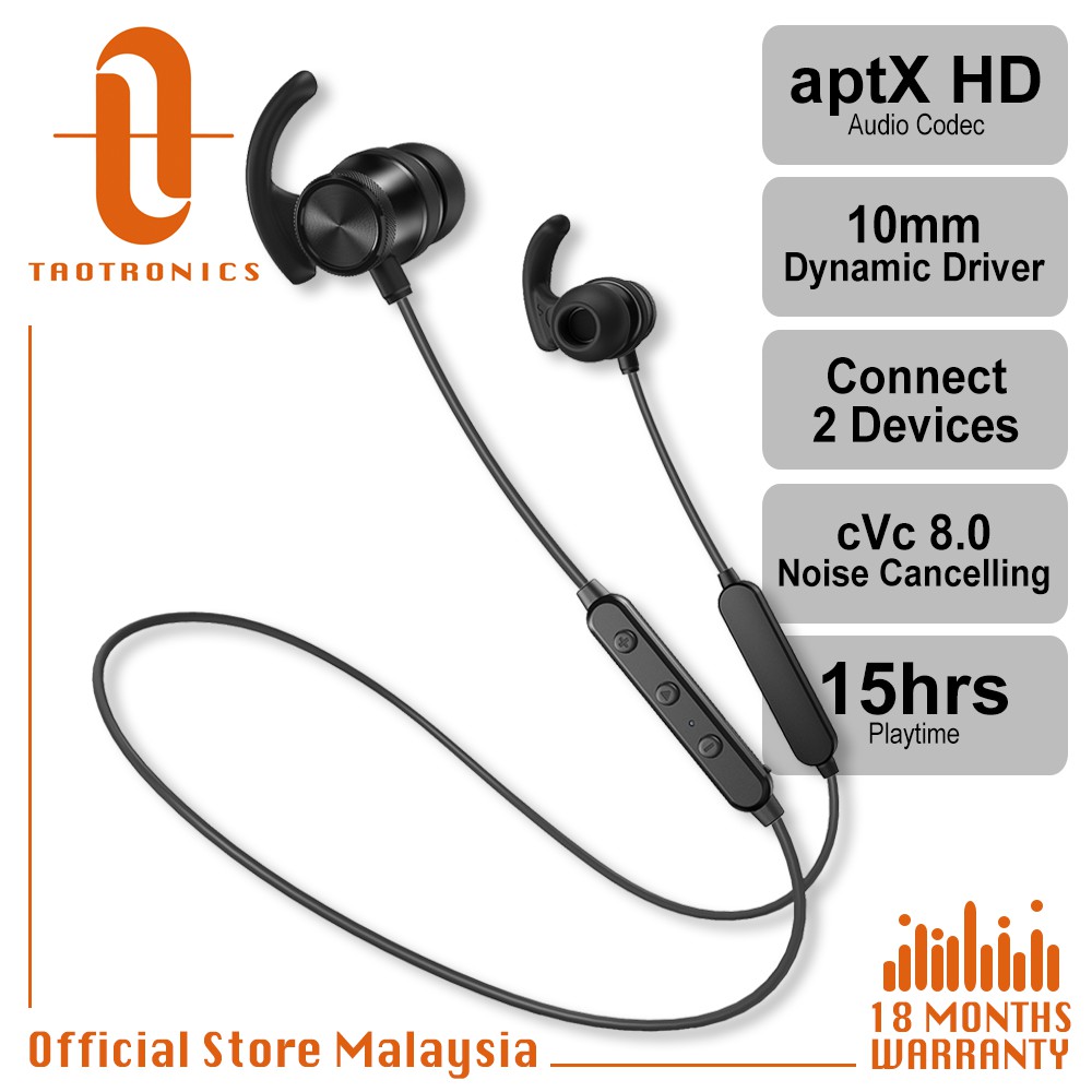 TaoTronics TT BH07S Boost aptX HD AAC cVc 8.0 Noise Cancelling