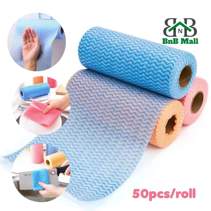 50pcs/roll Reusable Non Woven Lazy Cloth Towel Tissue Cloth Kitchen ...