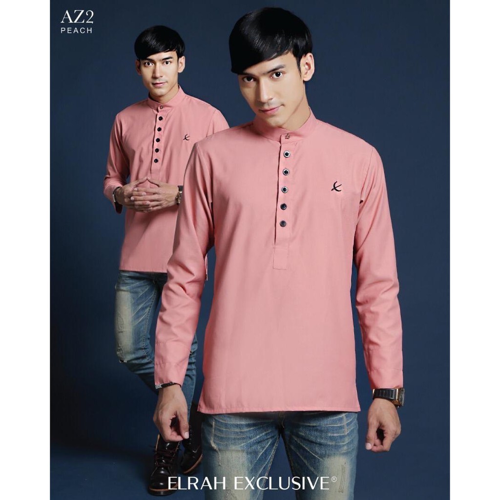 Elrah Exclusive Kurta Azharuddin 2.0 Maroon Red Velvet Peach Dusty Pink Navy Blue Royal Blue Baby Blue Shopee Malaysia
