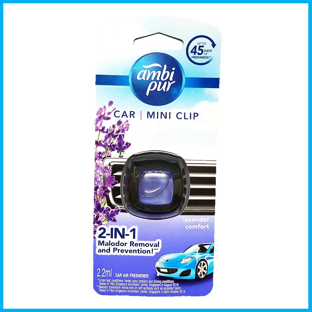 Ambi Pur Air Freshener Vanilla Bliss Car Mini Clip 2.2ml (Ambipur car auto  odor eliminator perfume, pewangi kereta)
