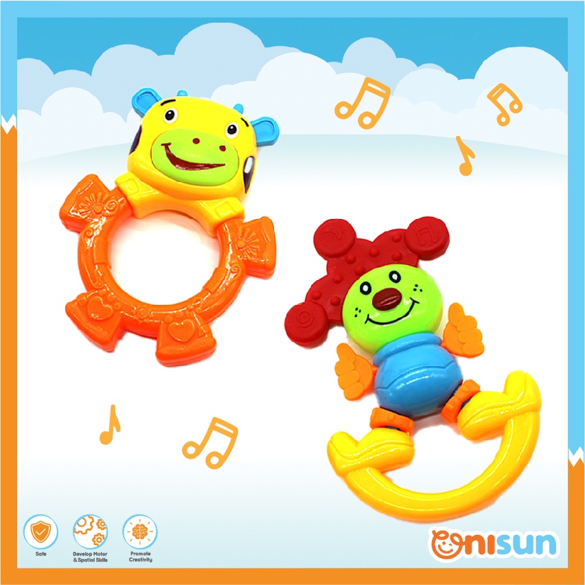 2 in 1 Newborn Baby Rattles Hand Ring Teether Gift with Sound Effect ...