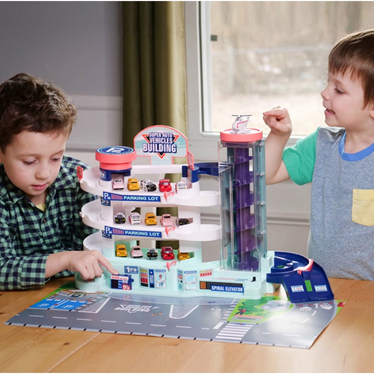 4GL Super Auto Vehicles Building Parking Lot Electric Track Car Toys