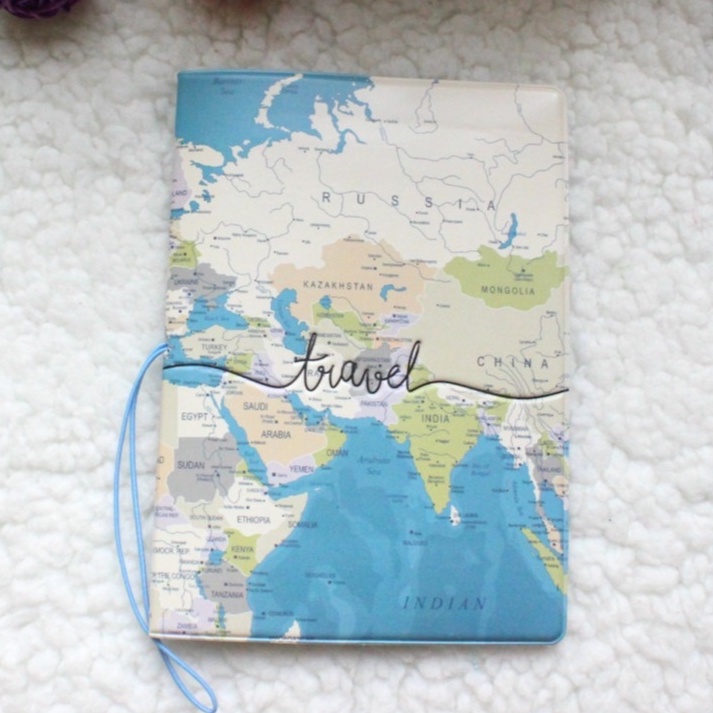 [READY STOCK] World Map PU Leather Passport Holder Classic Map Pattern ...