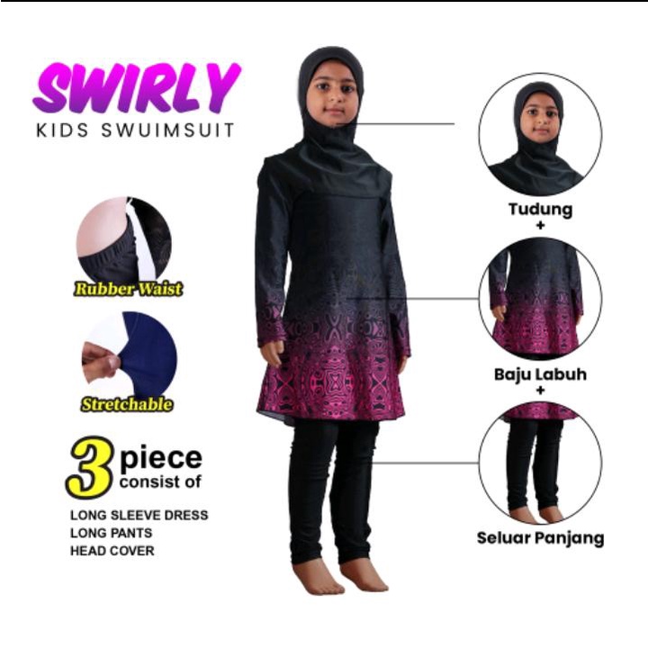 Ready Stock Mamakiddies Muslimah Kid Swimming Suit Girl Swimsuit Kids ...