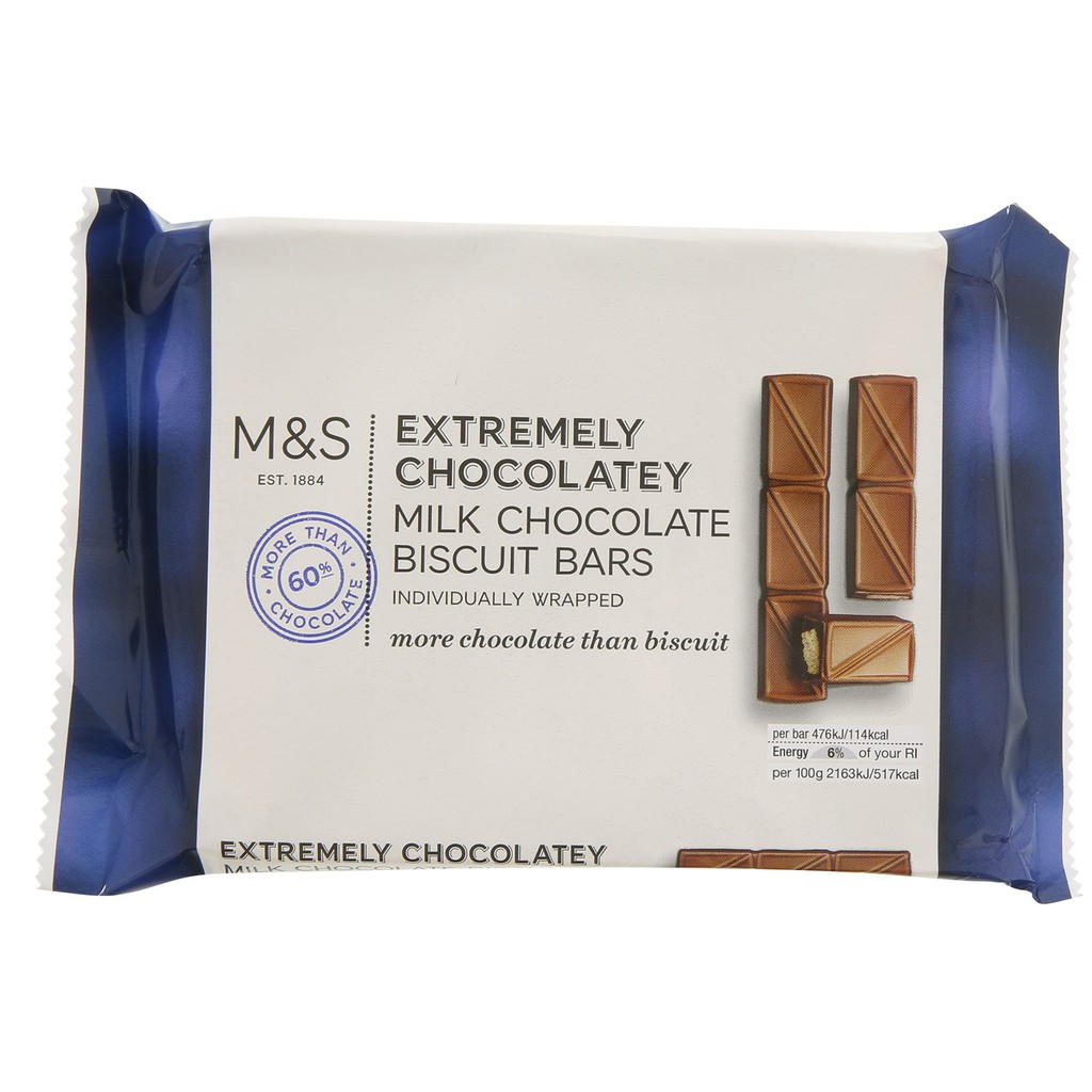 Marks & Spencer Extremely Chocolatey Milk Chocolate Biscuit Bars / M&S