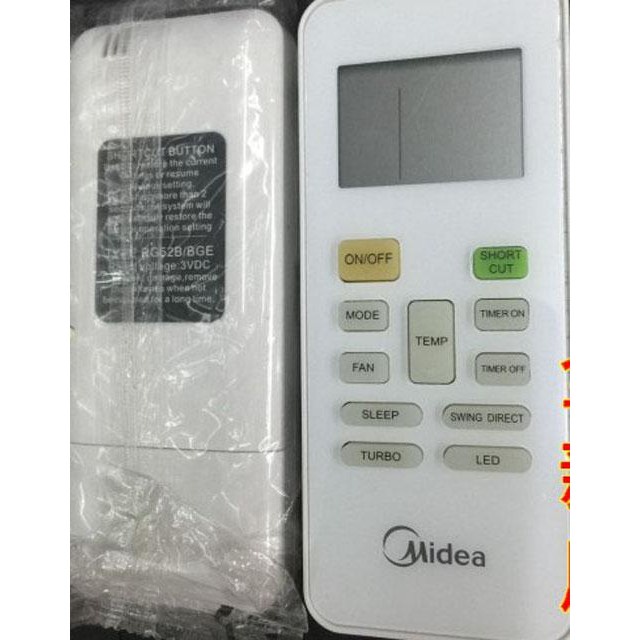 Midea Air Conditioning Remote Control RG52A2/BGEF Replaces RG52G/BGE