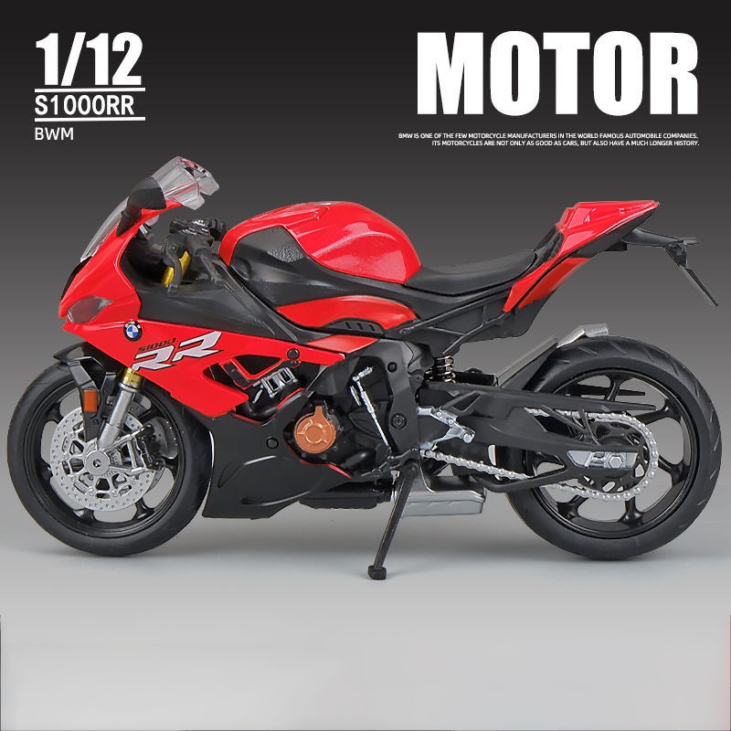 Risopen 1:12 Modèle de Moto en métal, Blanc | Pour BMW S1000RR, mini moto, cadeau pour enfants et adultes