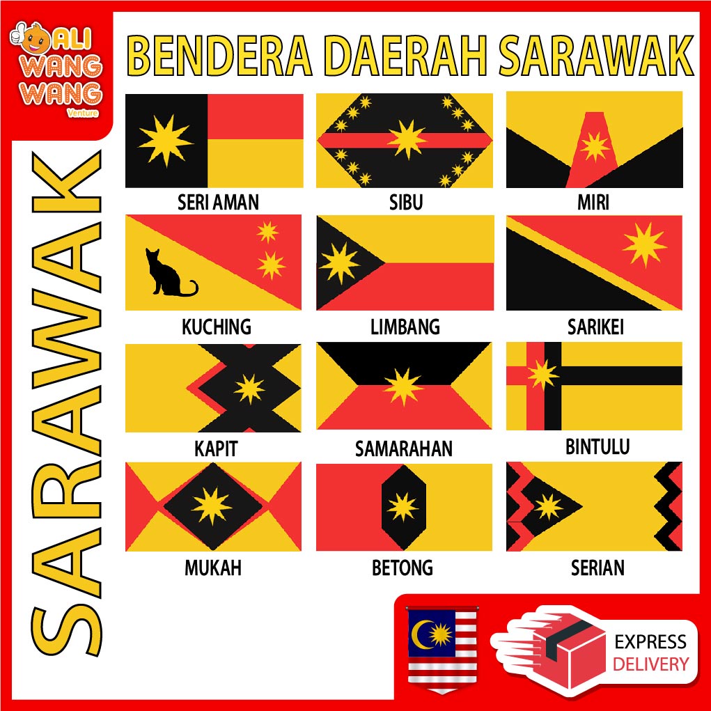 Bendera Daerah Sarawak Sarawak District Flag Negeri Sarawak Bendera ...