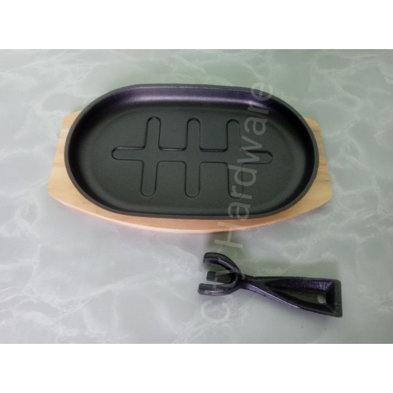 Oval Cast Iron Sizzling/Hot Plate with Wooden Base Shopee Malaysia