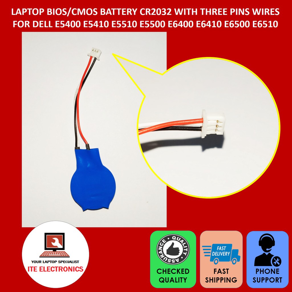 Batteria CMOS CR2032 Con Connettore A 3 Pin Per Dell Latitude E4300 E5400 E6400 E6410 E6500 E6510