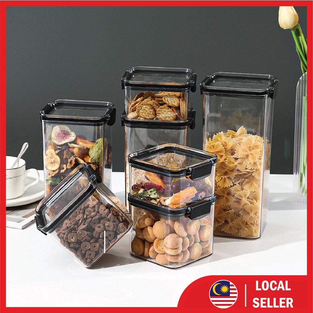 Airtight Container Food Storage Box Stackable Plastic Kitchen Bekas ...