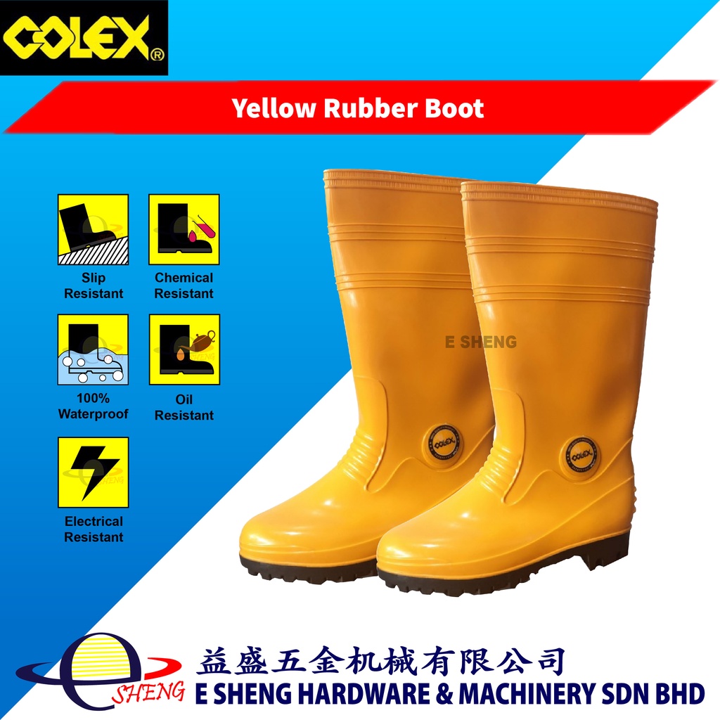 Colex Yellow Rubber Boot Kuning Kasut Getah Kasut Boot Industrial