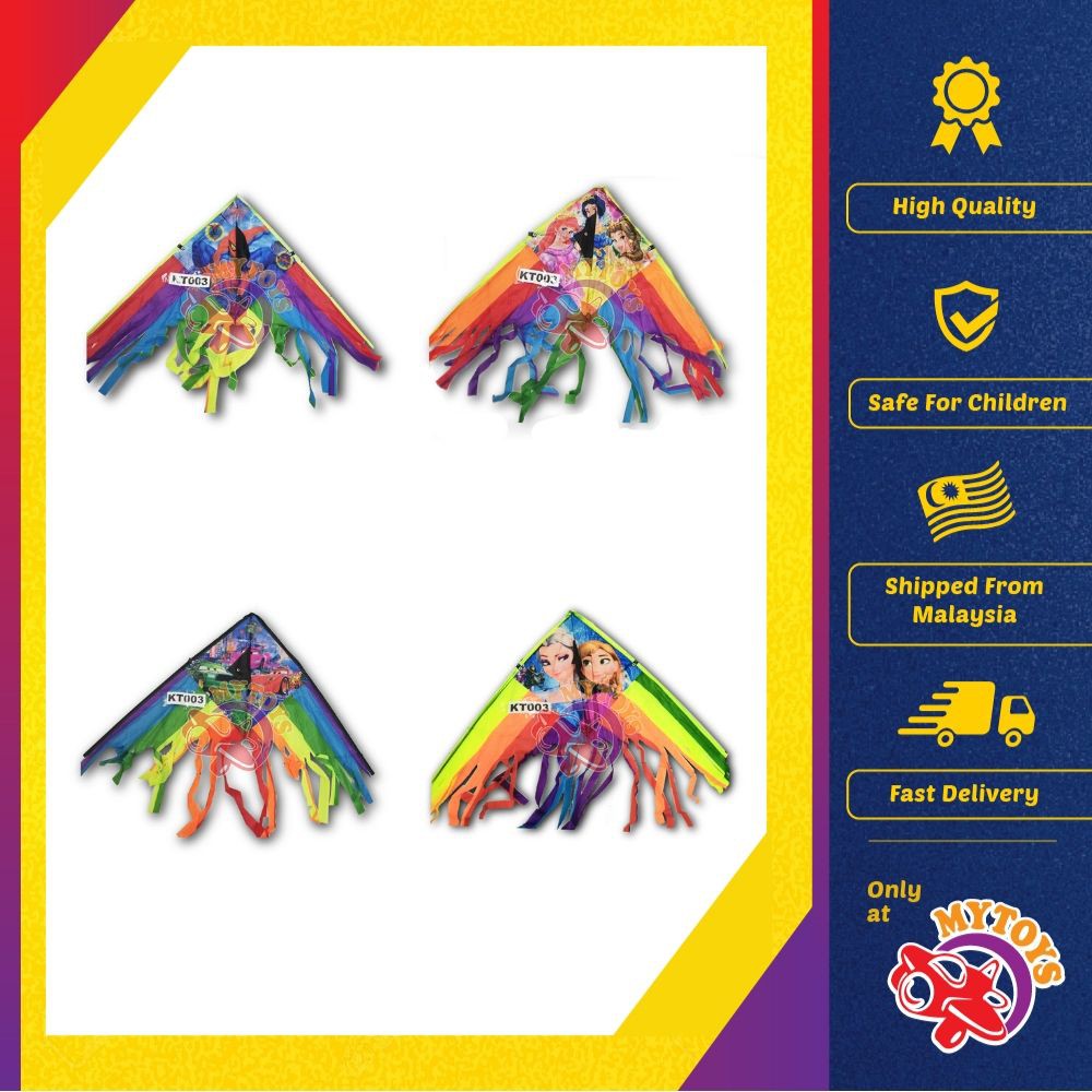 Kite with Tail 78cm Assorted Cartoon Triangle / Flying Kite Toy