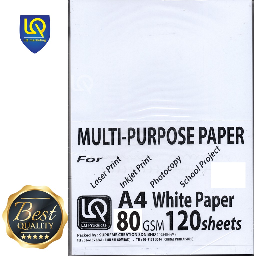 A4 Multi Purpose Paper / A4 White Paper / A4 Paper 80gsm / A4 Paper